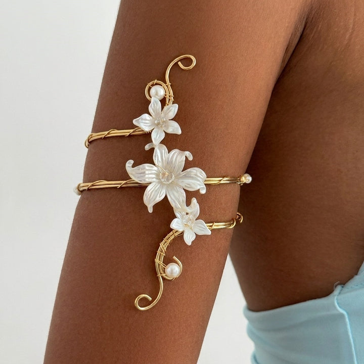 Pearlescent Floral Wrap Arm Cuff