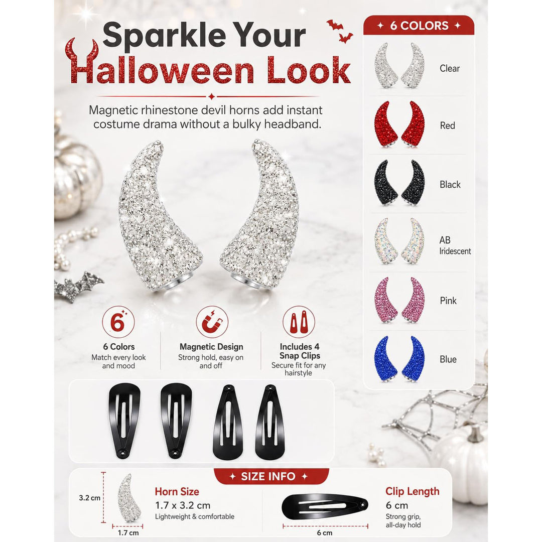 Rhinestone Devil Horn Hair Clips