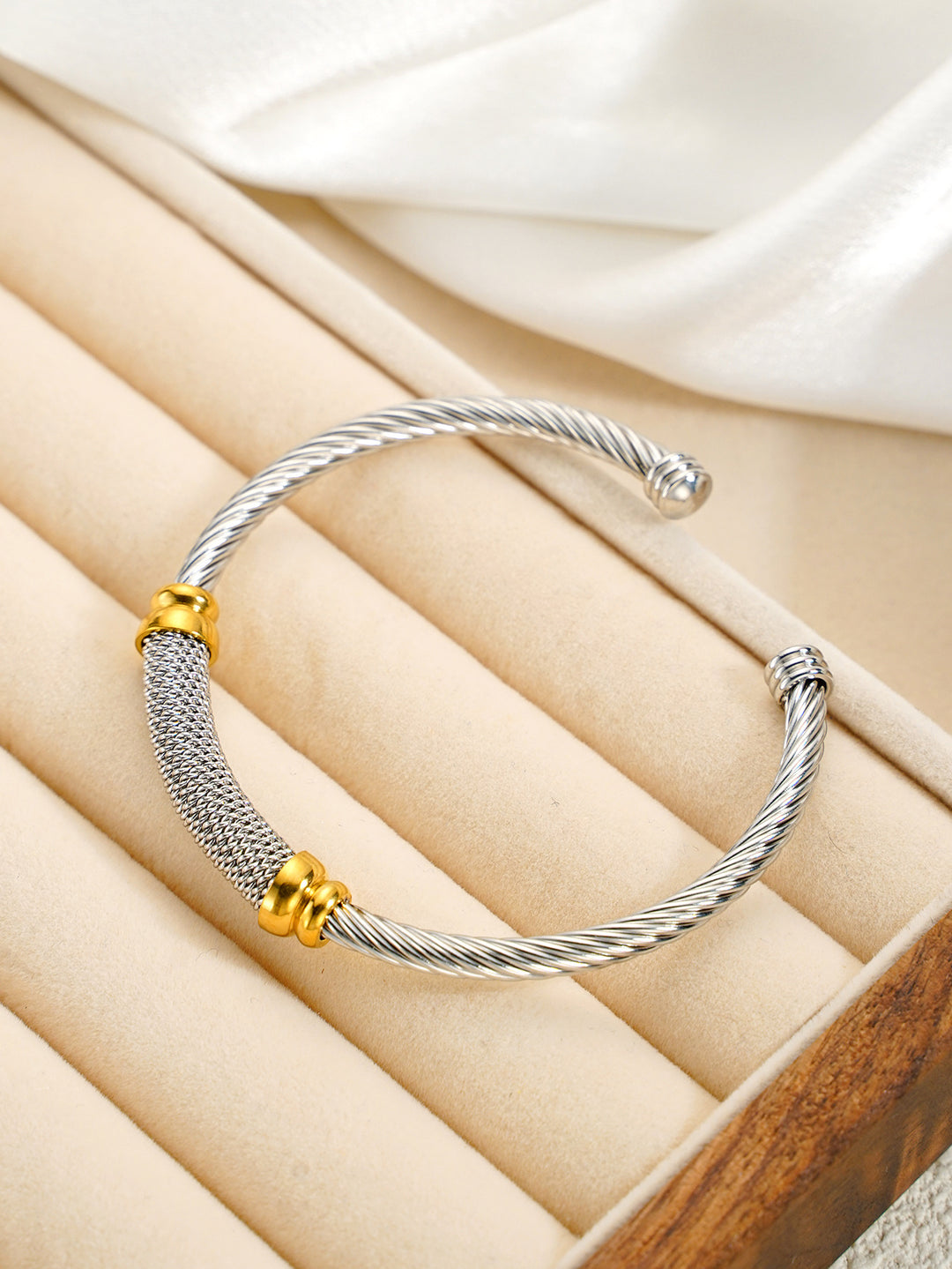 Stainless Steel Cable Cuff Bracelet