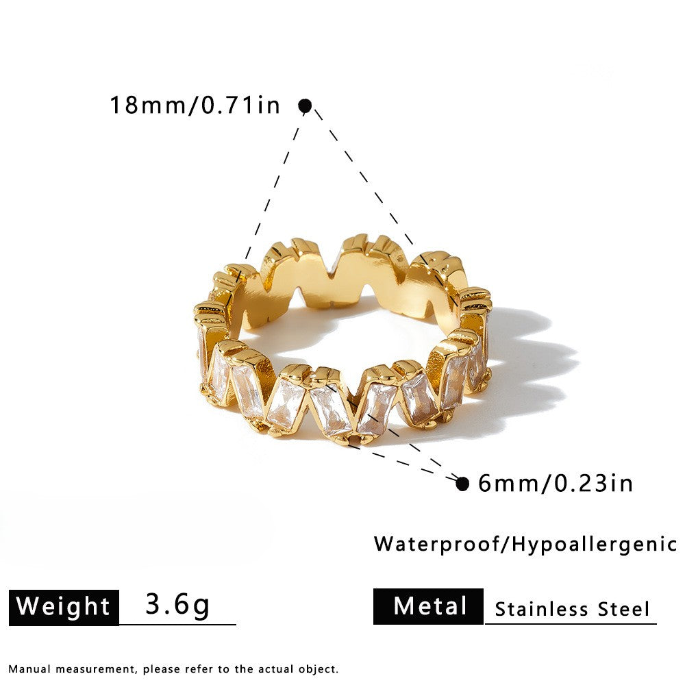Multicolor Baguette CZ Ring