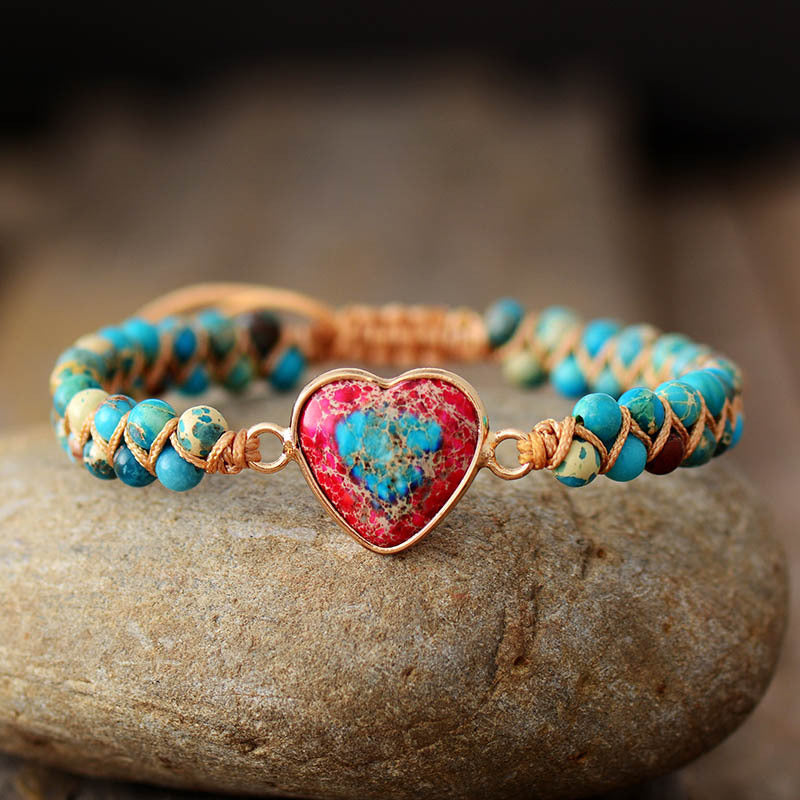 Heart Imperial Stone Woven Bracelet