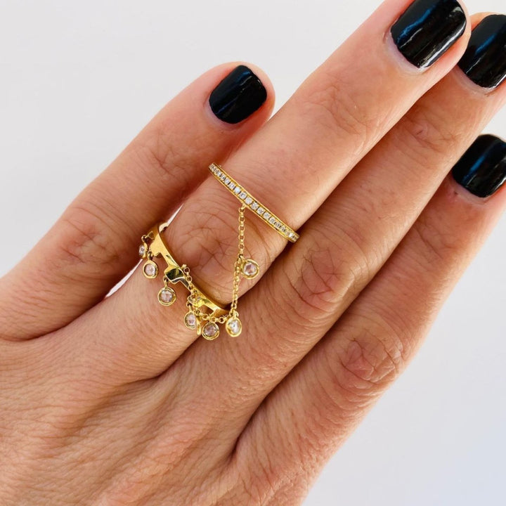 Crystal Chain Finger Ring
