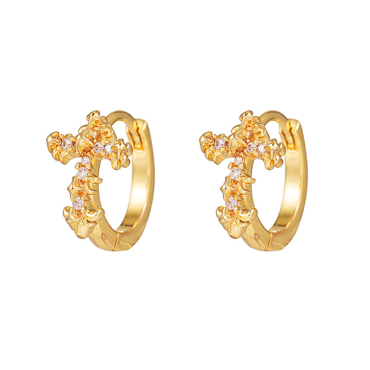 Cubic Zirconia Cross Hoop Earrings