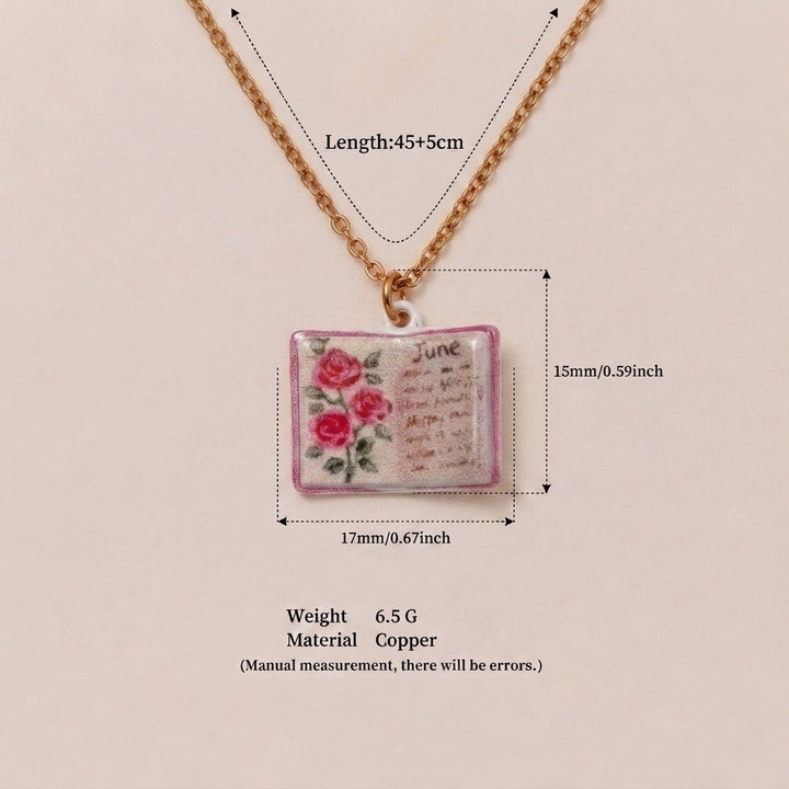 Birth Month Flower Book Necklace