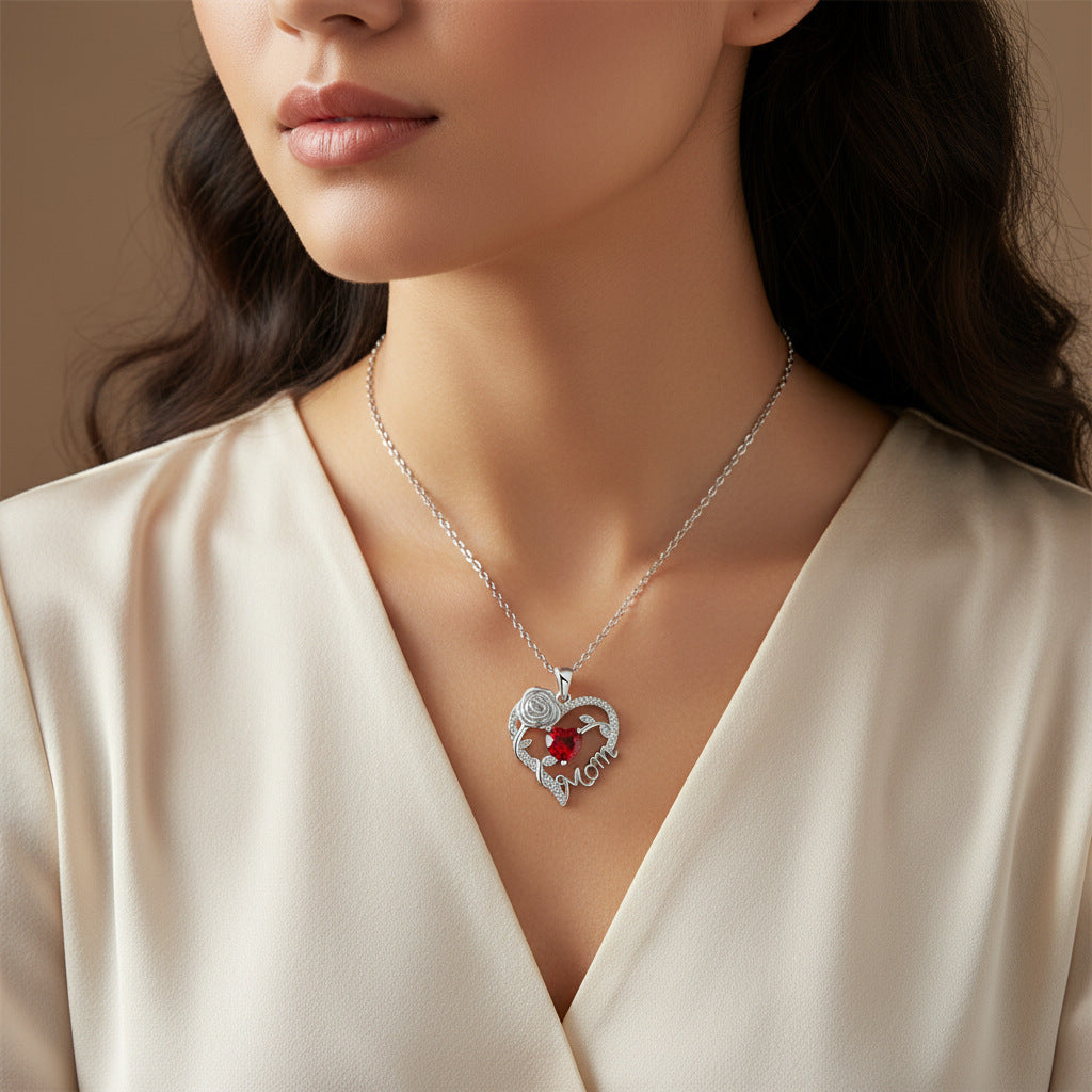 Rose Heart Love Pendant Necklace