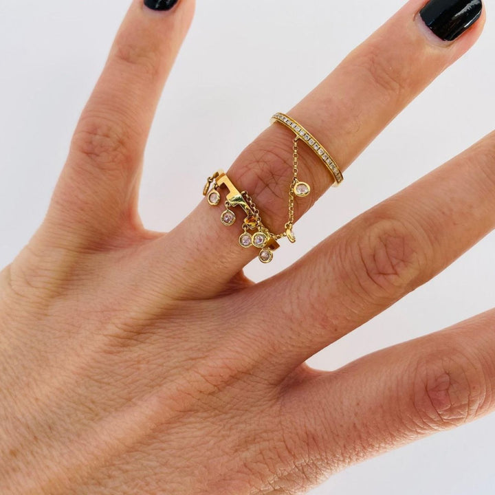 Crystal Chain Finger Ring