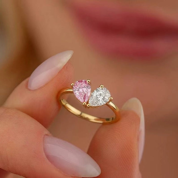Two-Tone Heart Zircon Ring