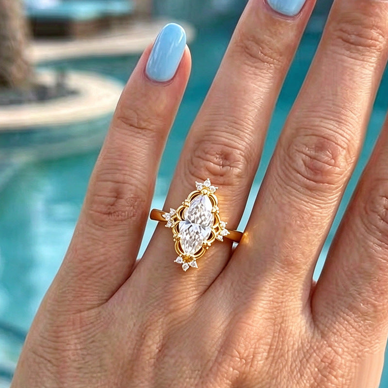 Regal Marquise Crown Ring