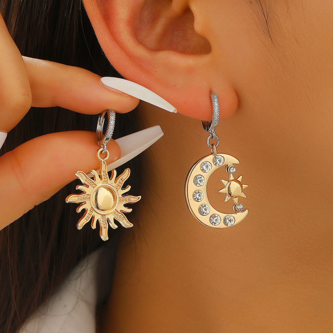 Celestial Sun &amp; Moon Hoop Earrings