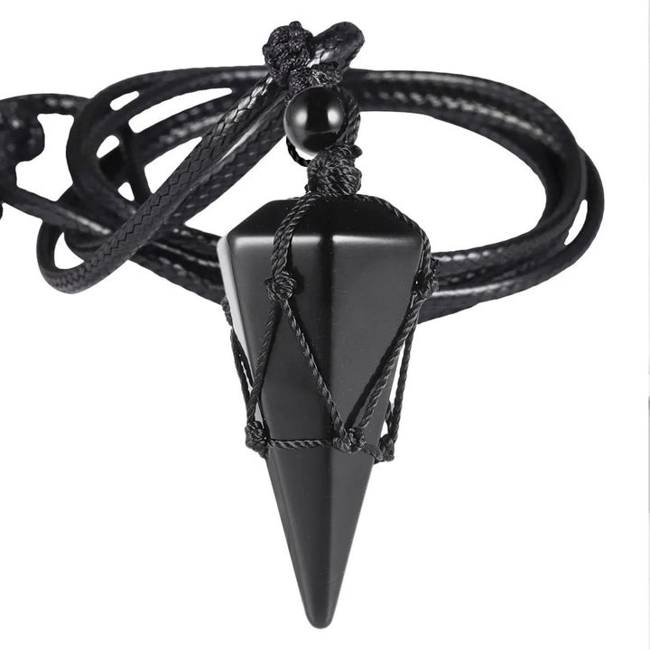 Pointed Cone Braided Pendant Necklace