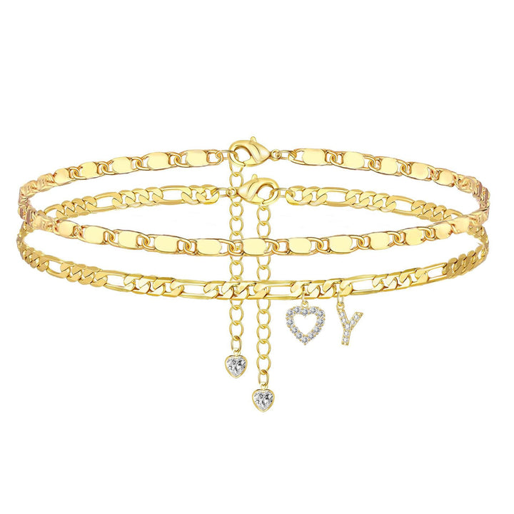 Layered Letter Anklet