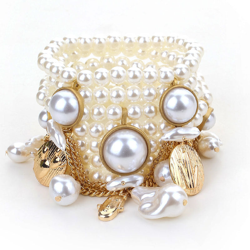 Layered Pearlescent Shell Charm Bracelet