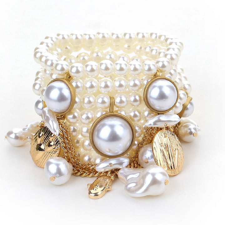 Layered Pearlescent Shell Charm Bracelet