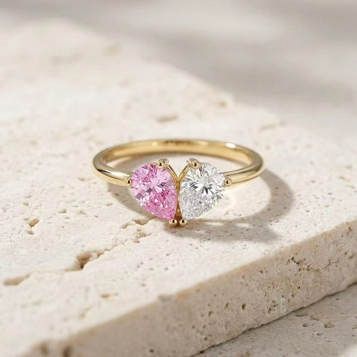 Two-Tone Heart Zircon Ring