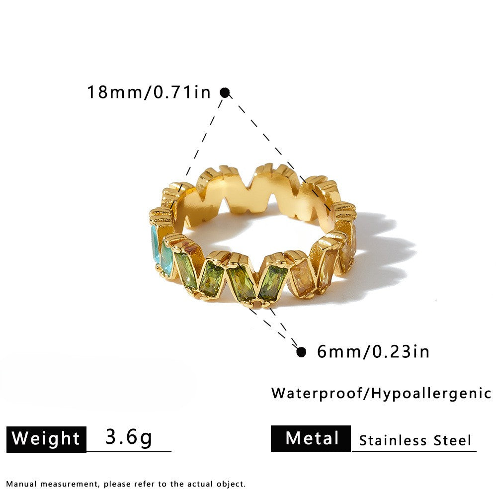 Multicolor Baguette CZ Ring