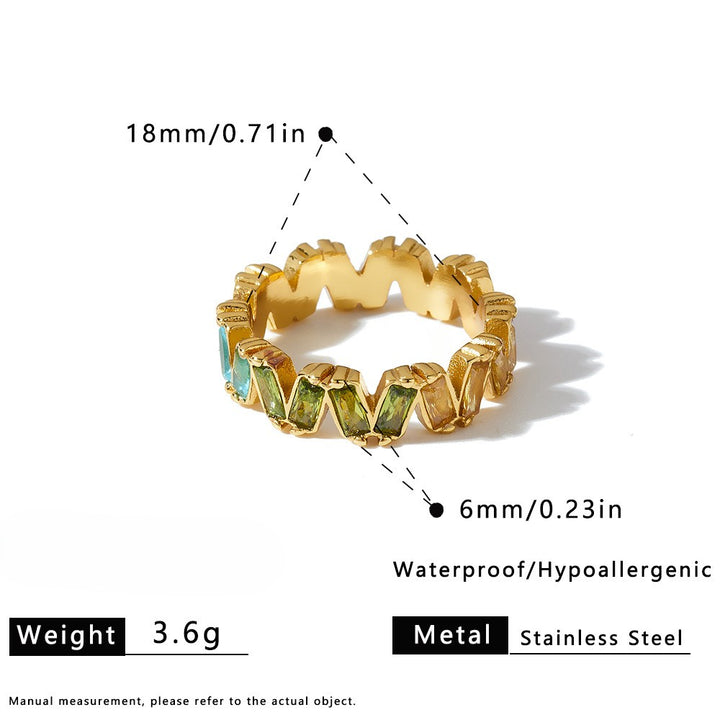 Multicolor Baguette CZ Ring