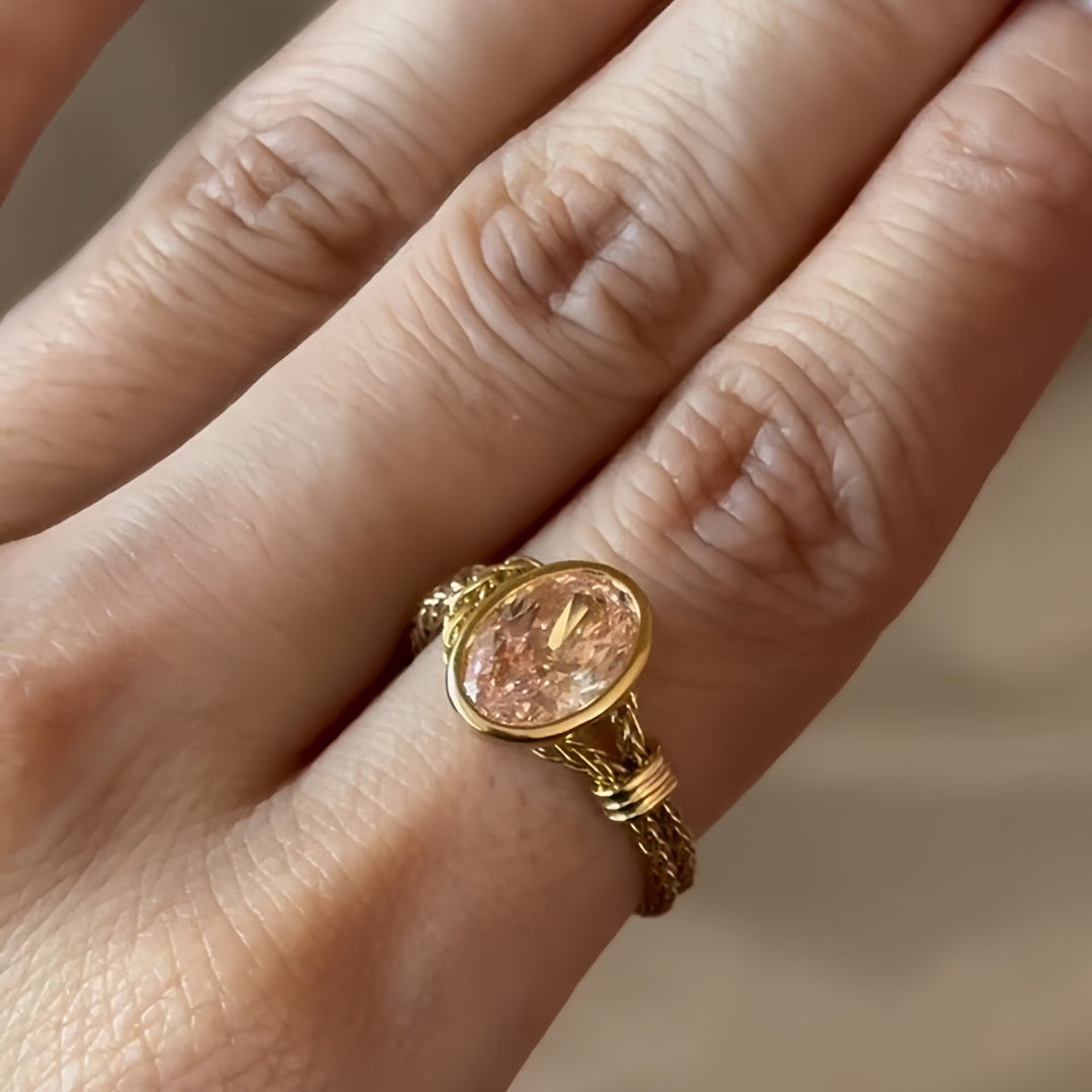 Blush Oval Gemstone Adjustable Ring