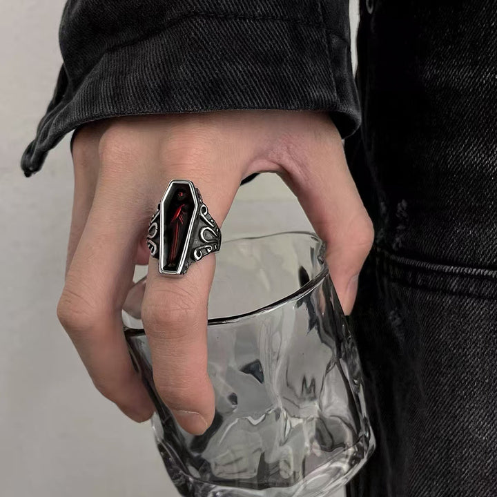 Gothic Coffin Figure Ring