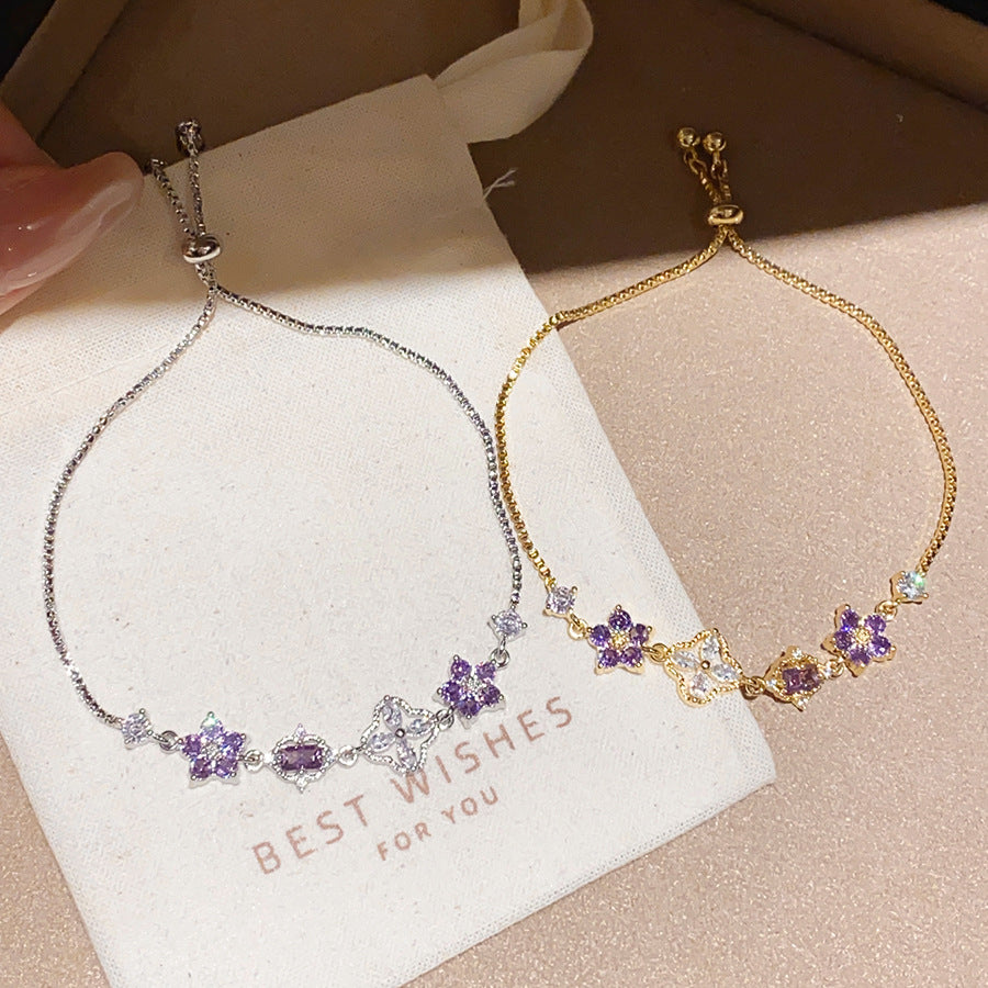 Purple Floral Zircon Bracelet
