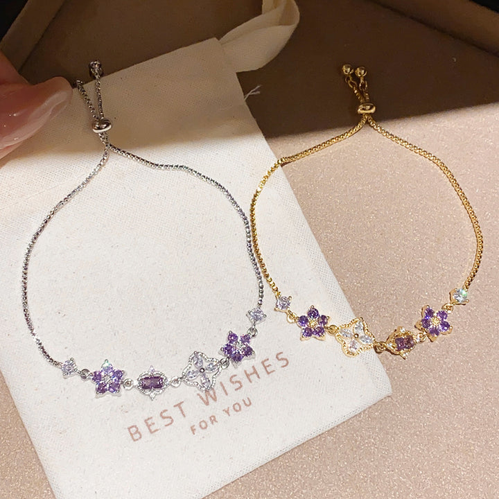 Purple Floral Zircon Bracelet
