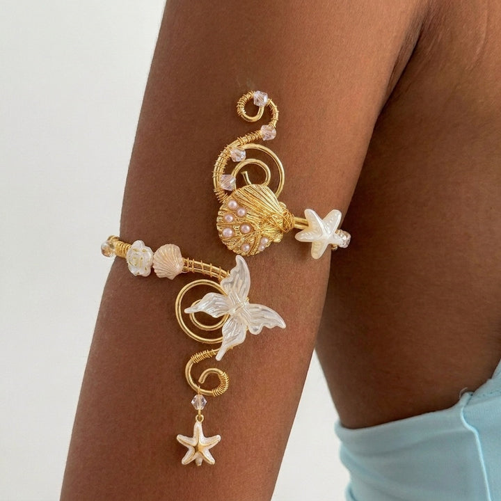 Pearlescent Floral Wrap Arm Cuff