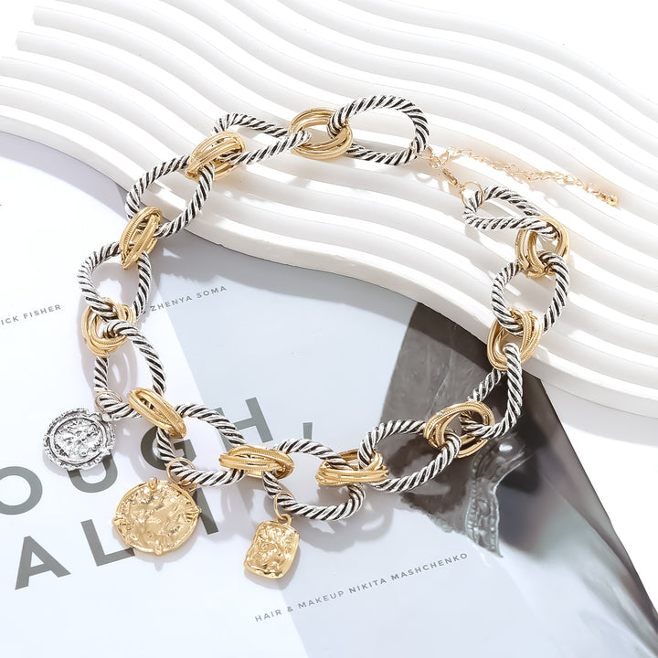 Mixed Metal Charm Necklace