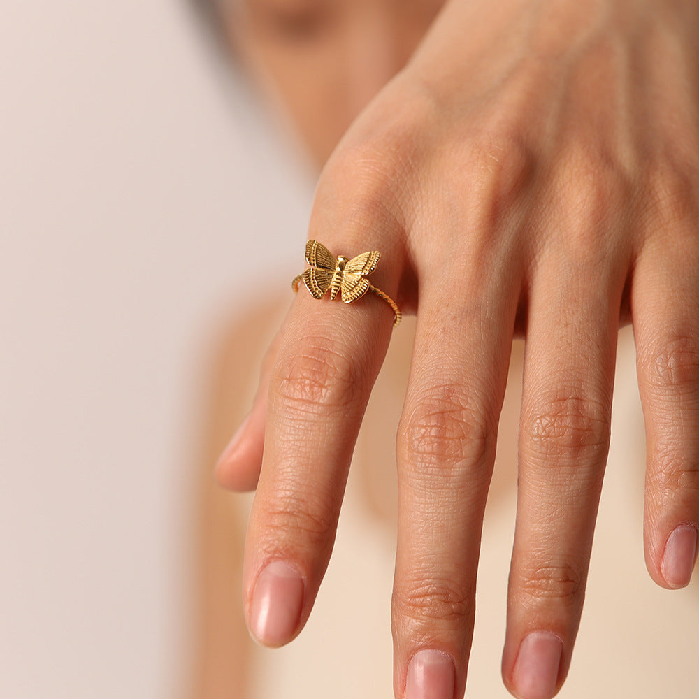Butterfly Charm Open Ring