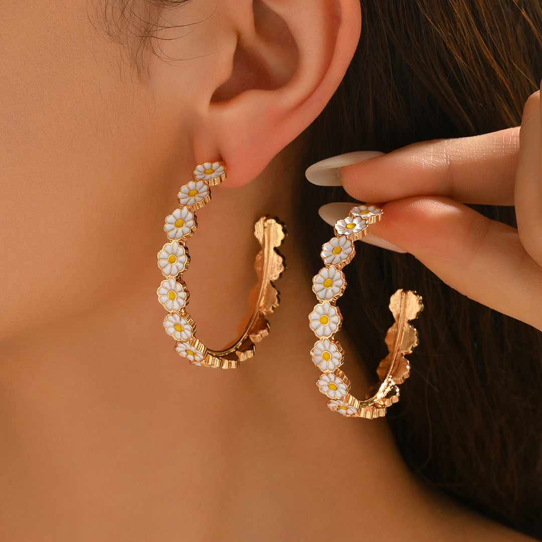 Colorful Floral Hoop Earrings