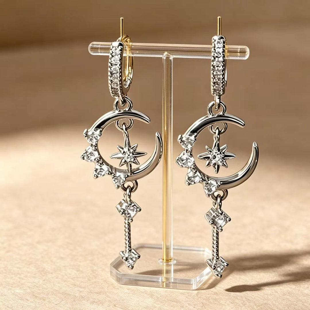 Moon &amp; Star Drop Earrings