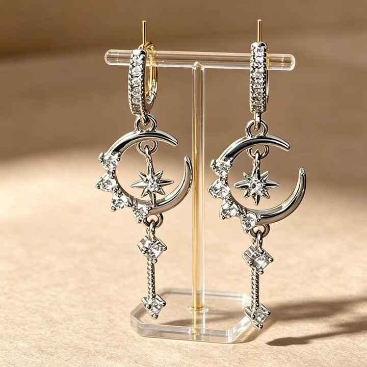 Moon &amp; Star Drop Earrings