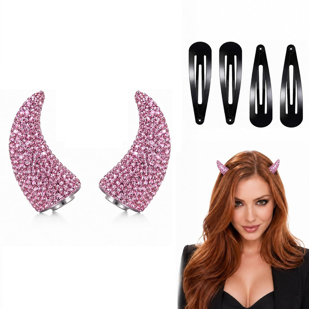 Rhinestone Devil Horn Hair Clips