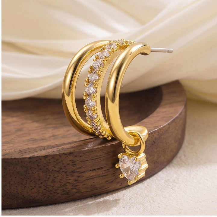 Double Crystal Drop Hoop Earrings