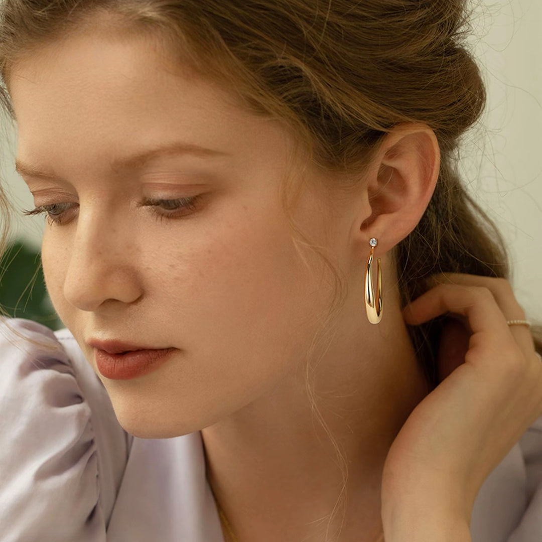 Sculptural Oval Hoop Earrings