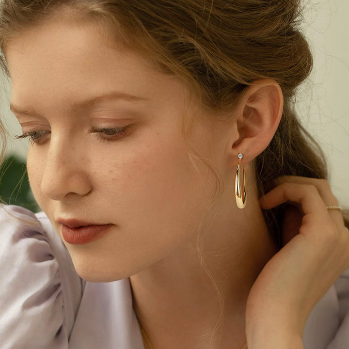 Sculptural Oval Hoop Earrings