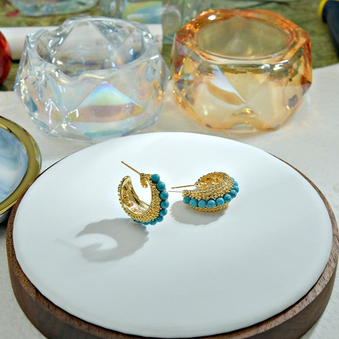 Pearl Crescent Hoop Earrings