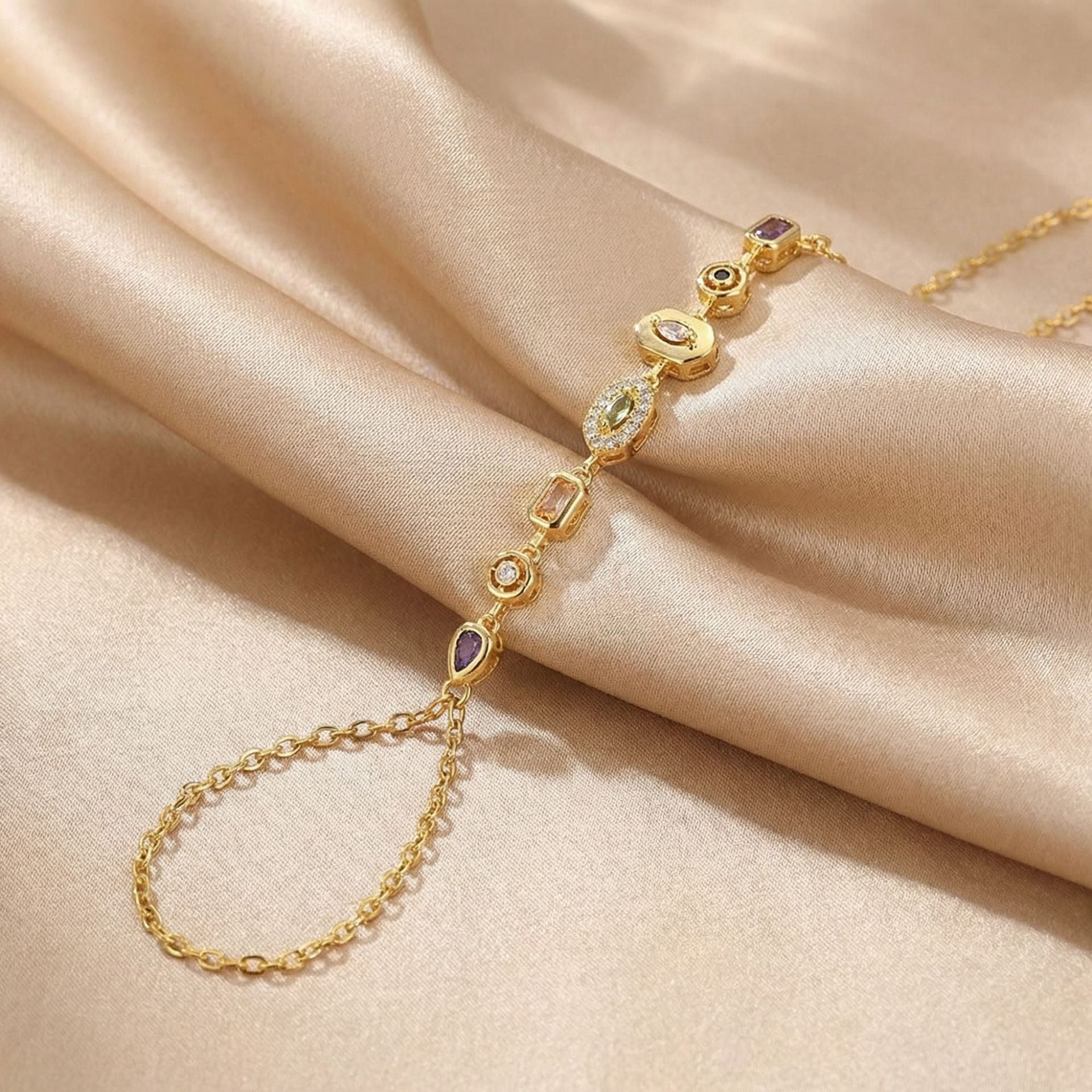 Multi Gem Vertical Chain Bracelet