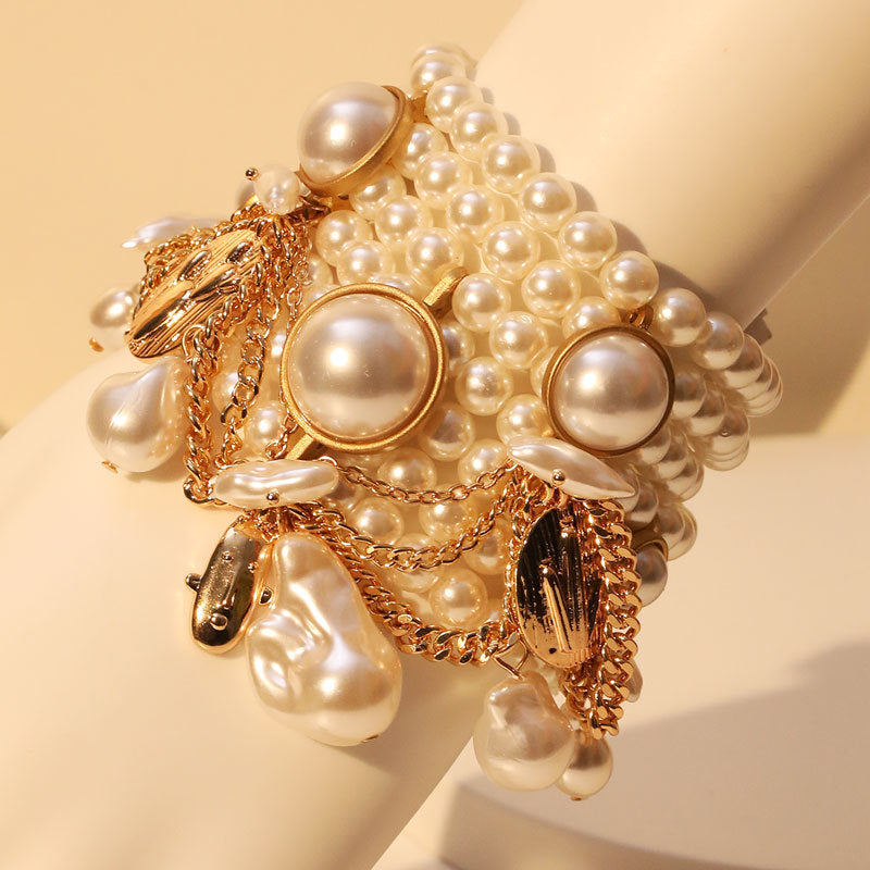 Layered Pearlescent Shell Charm Bracelet