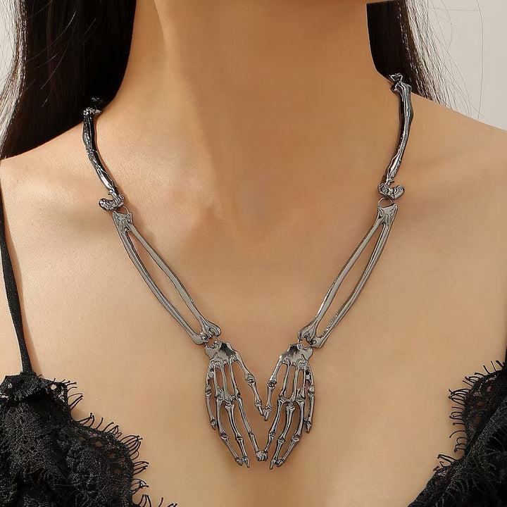 Gothic Skeleton Hand Necklace &amp; Earrings Set