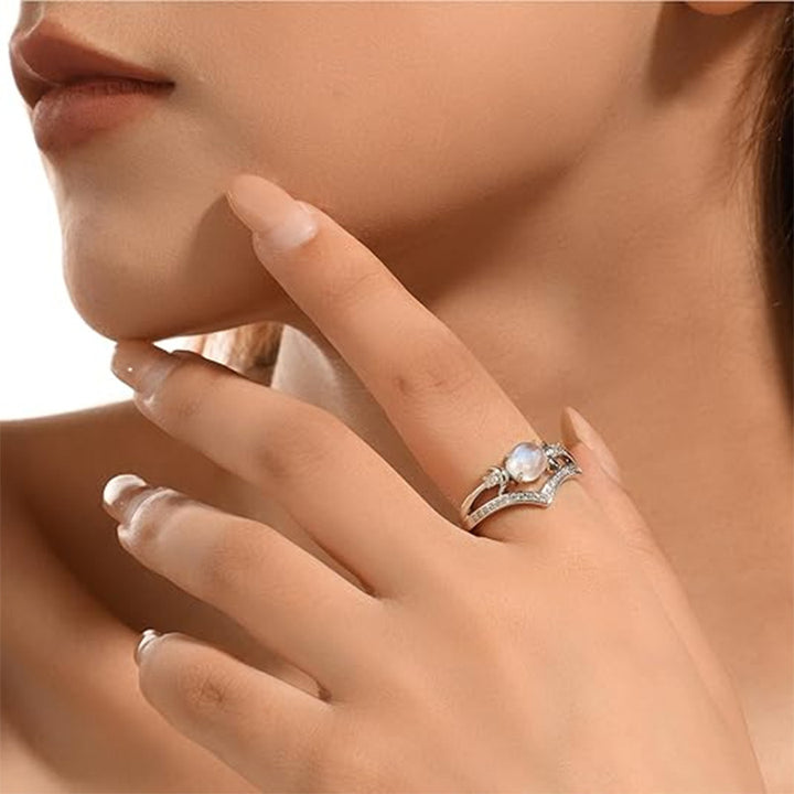 Celestial Moon V-Shaped Ring