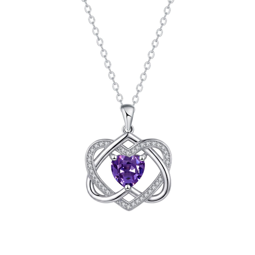 Double Heart Celtic Knot Birthstone Necklace