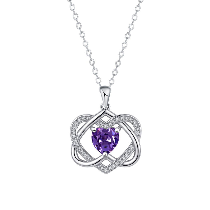 Double Heart Celtic Knot Birthstone Necklace