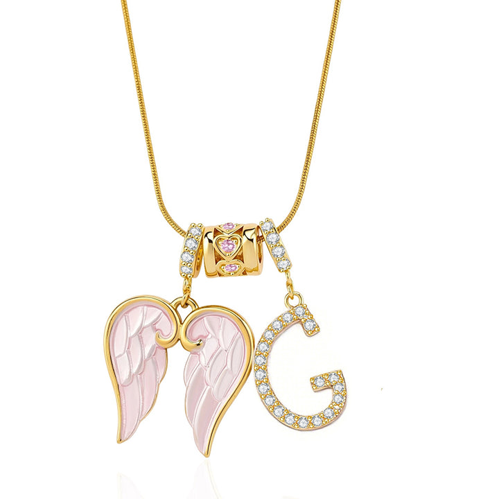 Angel Wings Initial Necklace