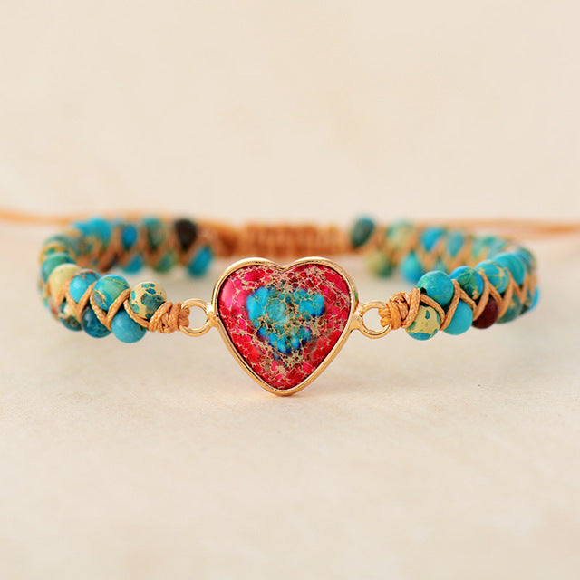 Heart Imperial Stone Woven Bracelet