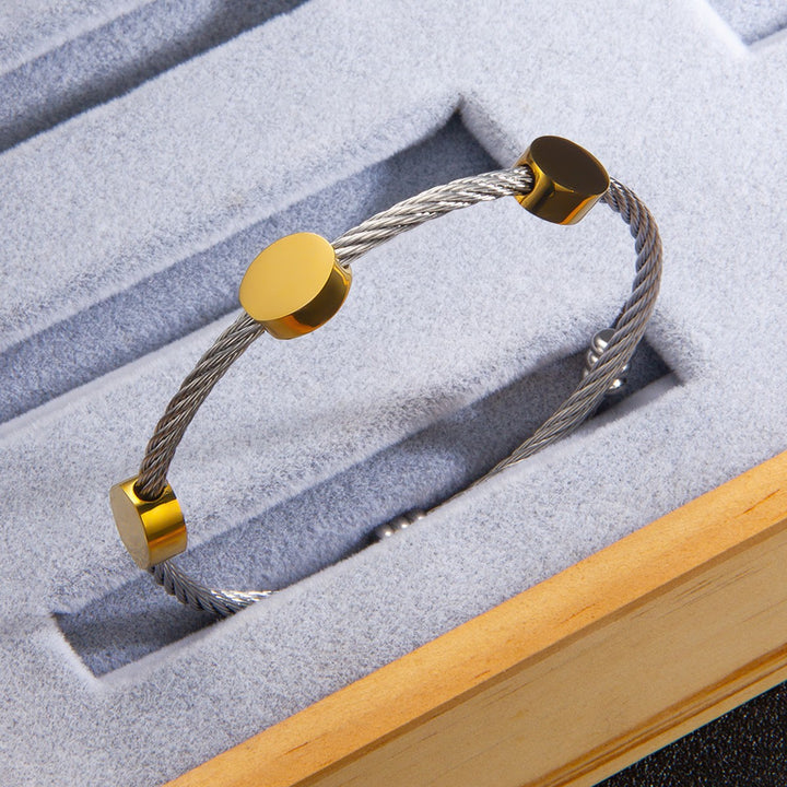 Stainless Steel Cable Cuff Bracelet