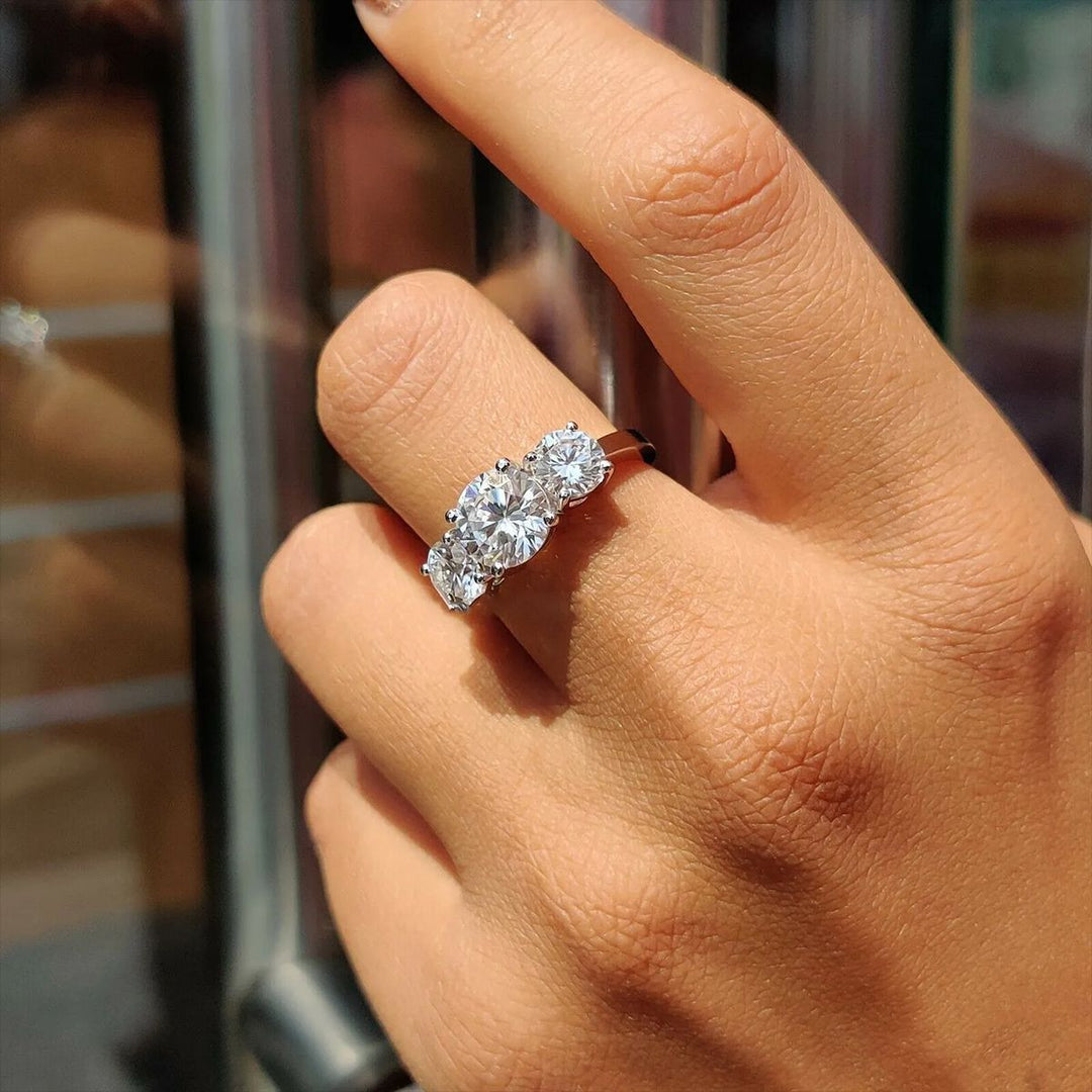 Three-Stone Round Zircon Ring