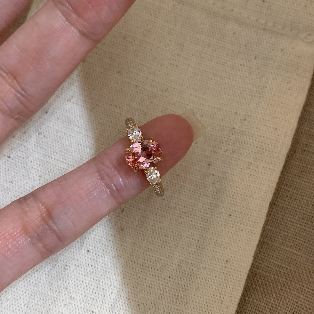 Oval Pink Crystal Ring