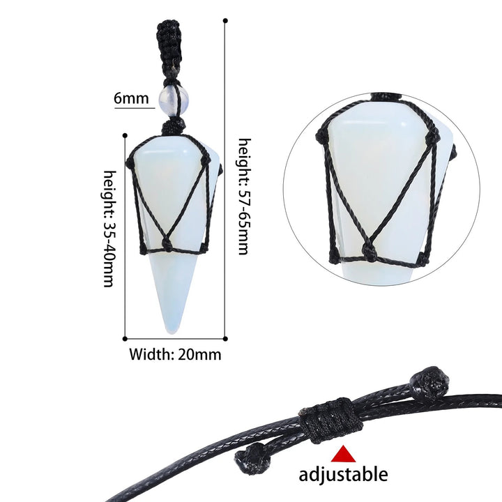 Pointed Cone Braided Pendant Necklace
