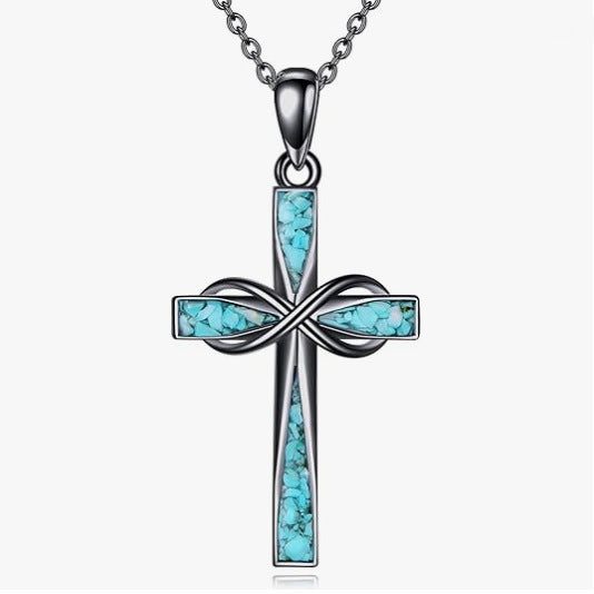 Turquoise Infinity Cross Jewelry Set