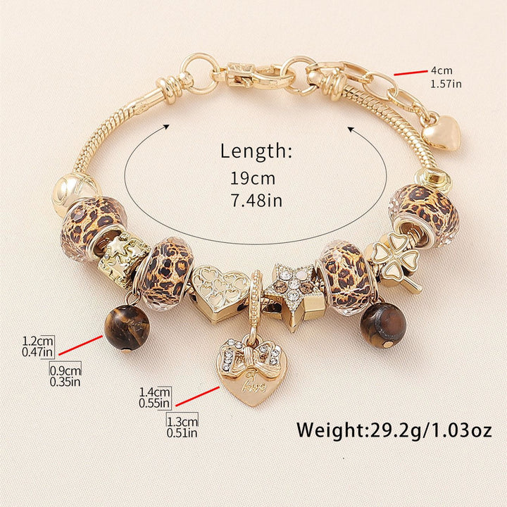 Leopard Print Natural Stone Charm Bracelet