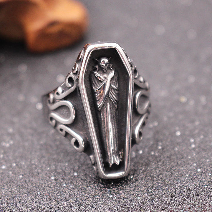 Gothic Coffin Figure Ring